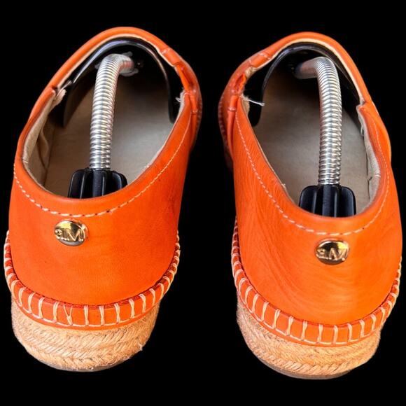 a.M Women's Size 9 Orange Leather Espadrilles Flats Mexico Comfort Casual - Picture 4 of 14